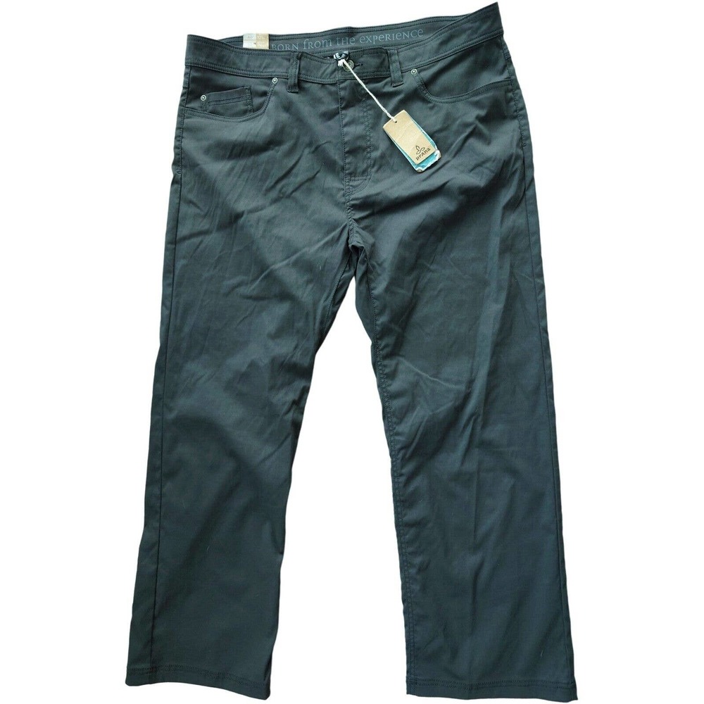 New prAna Men's Sz 40 x 32 Brion Slim Fit Pants Dark Gray Charcoal NWT